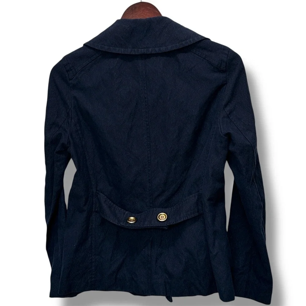 J.Crew Women Light Peacoat Cotton Blend Jacket Sz 4 Preppy Academia Minimalist - Picture 3 of 8